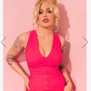 Vixen by Micheline Pitt True Romance Top in Candy Pink | vintage repro halter